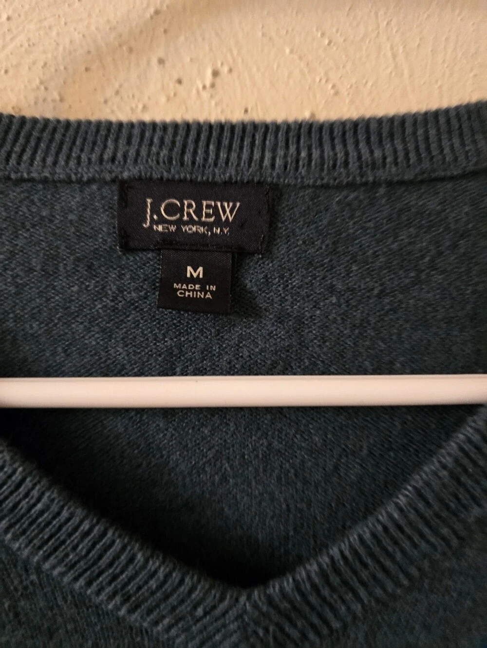 J. Crew Men's Teal V-Neck Cotton Sweater